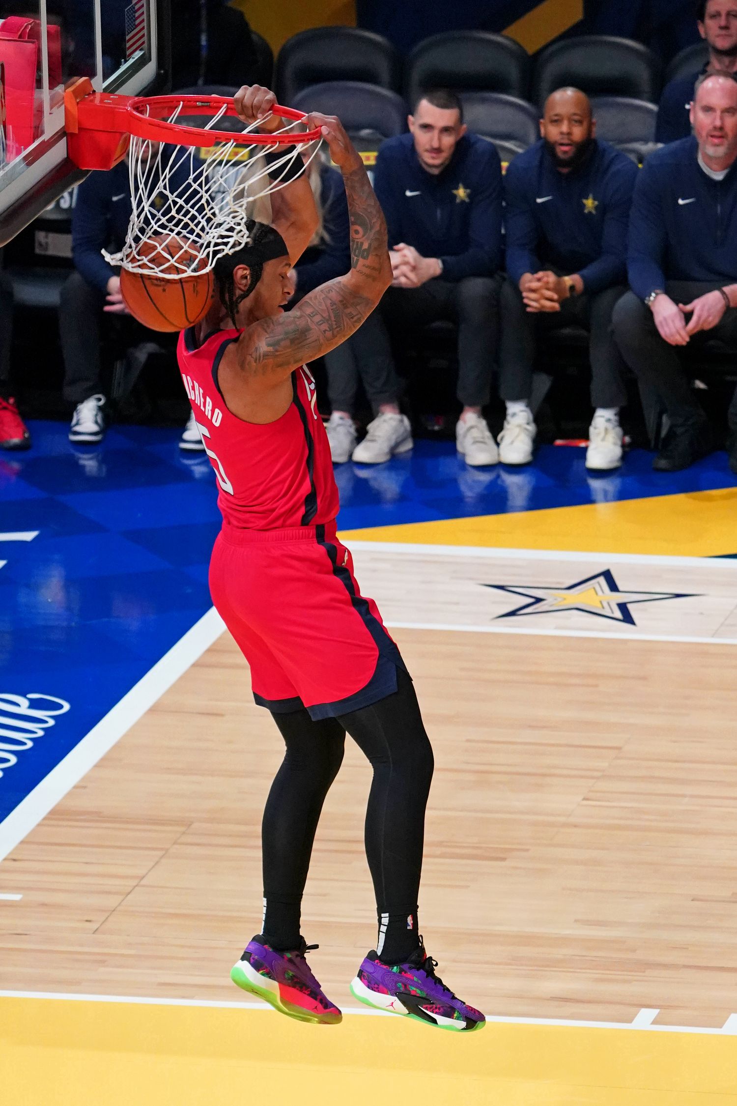 Paolo Banchero dunks the ball during the NBA Rising Stars semifinal game.